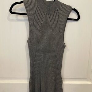 Express Gray Ribbed Knit Top